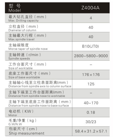 Z4004A工業(yè)臺(tái)鉆