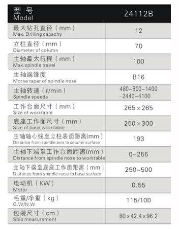 Z4112B工業(yè)臺鉆