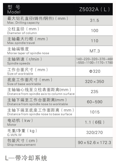 Z5032A(L)立式鉆床