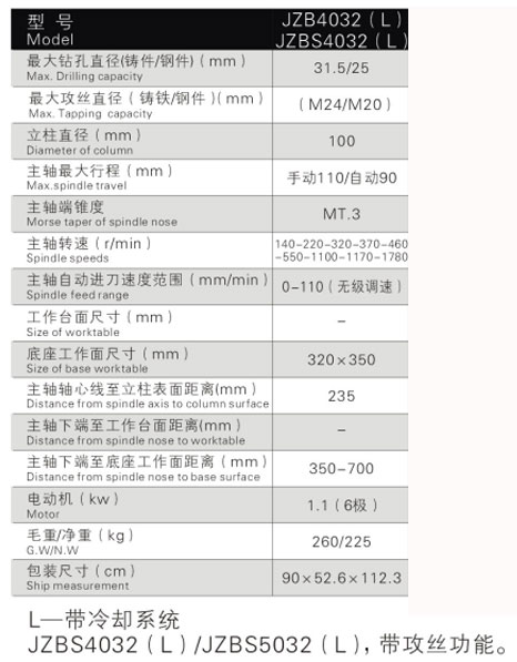 JZB4032(L)自動進刀鉆床