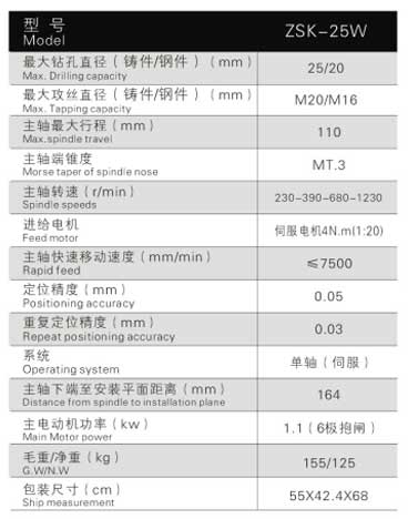 數(shù)控鉆床ZSK25W