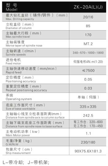 數(shù)控鉆床 ZK20A(L)